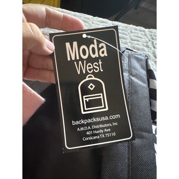 New Moda West Black/White Check Back Pack USA - Picture 4 of 6